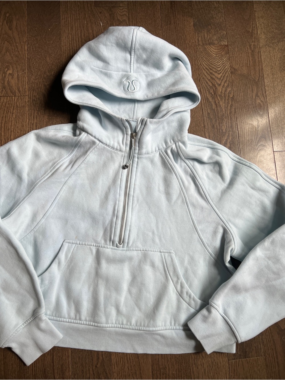 Lululemon Scuba Light Blue Half-Zip Hooded Pullover size M/L